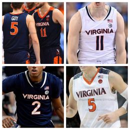 Virginia basketbalshirt NCAA gestikte jersey Elk naamnummer Heren Dames Jeugd Geborduurd Andrew Rohde Isaac McKneely Anthony Robinson Ryan Dunn