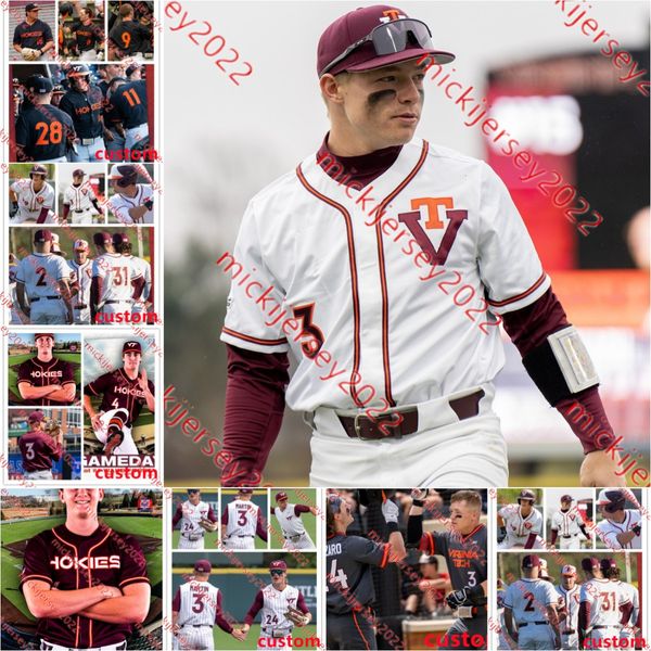 Maglia da baseball Virginia Tech Hokies Chris Cannizzaro Carson DeMartini Carson Jones Jack Hurley Christian Martin Maglie cucite personalizzate