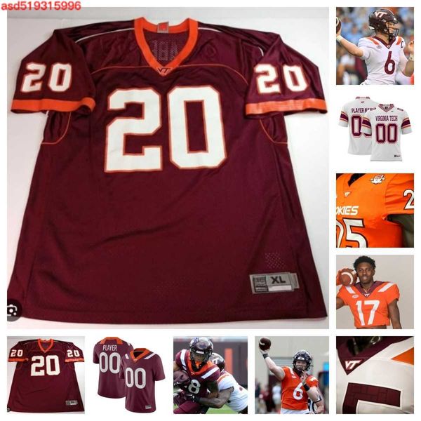 Camiseta de fútbol de los Virginia Tech Hokies 31 Jason Abbey 61 Braelin Moore 18 William Watson Iii 30 Krystian Williams 86 Nick Gallo 24 Jaden