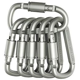 Virson 5 pièces mousqueton en aluminium anneau en D porte-clés Clip en plein air Camping porte-clés mousqueton bouteille d'eau crochet d'alpinisme accessoires d'escalade