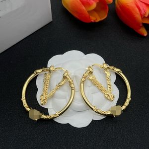 Medusa Portrait Meander Pattern Stud Hoop Earrings - Unisex Brass Greek Design Ear Clips for Women and Men