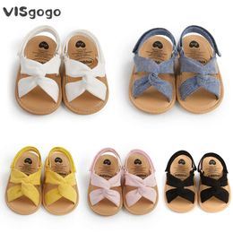 Visgogo Baby Girls Sandals Bownkknot Bowknot Bowknot Summer Soft Sole Anti-Slip Premier Walking Shoes Prewalker L2405