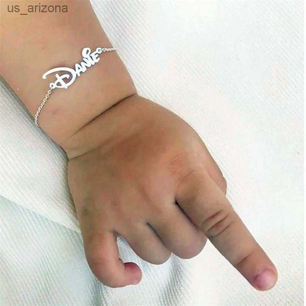 Pulsera con nombre personalizado VishowCo, pulsera ajustable de acero inoxidable con nombre para bebé y niño, regalos de cumpleaños para niña y niño L230620