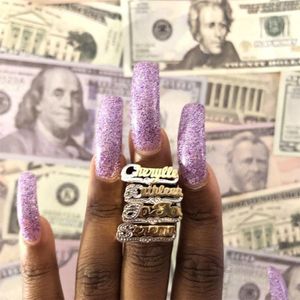 VishowCo – bague avec nom personnalisé, en or, en acier inoxydable, Hip Hop, pour femmes, lettre de mode, cadeau 220726277H