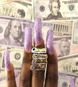Vishowco aangepaste naam ring goud gepersonaliseerde roestvrijstalen hiphop vrouwen modebrief voor cadeau 2207265528272