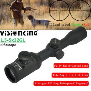 Visionking 1.5-5x32 Riflescope FMC Groothoek Waterdicht Lange Afstand Verlichte Hunting Optics Sight Night Sniper Scope