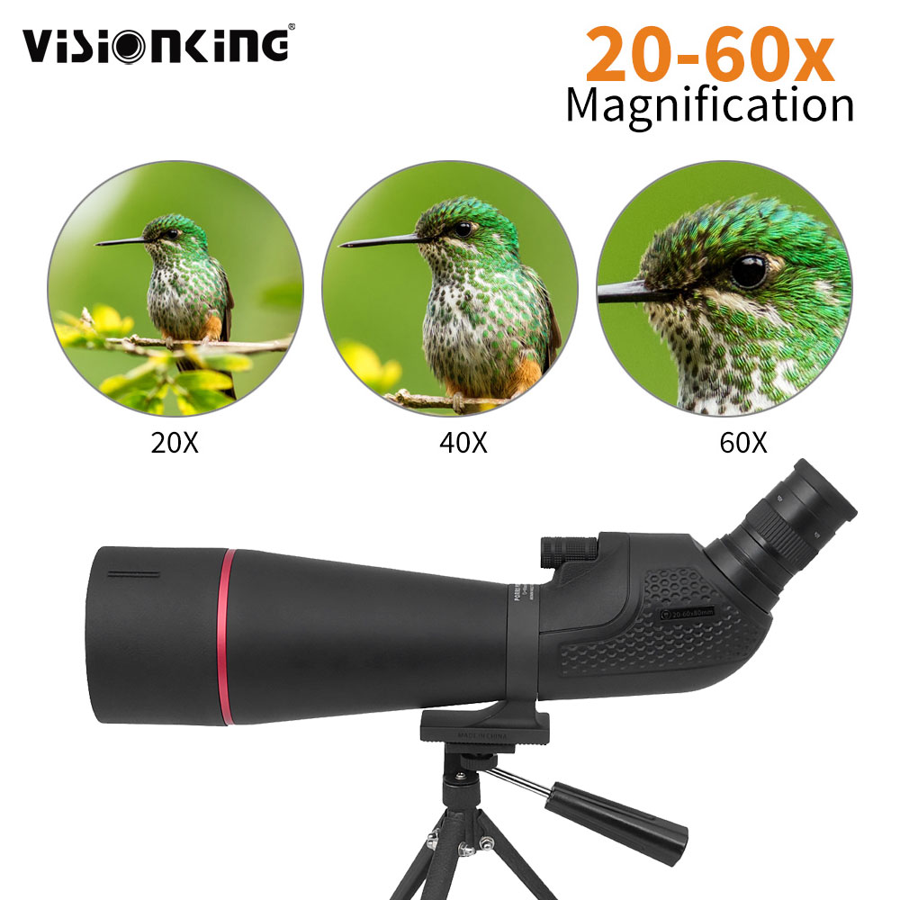 VisionKing 20-60x80 Telescope Spotting Kapsam Monoküler Güçlü Monoküler Bak4 FMC FMC Tripod Kamp Gözlem Teleskopu