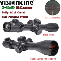 Visionking 3-18x50 Hunting Riflescope SFP FMC BAK4 Focus rapide 34 mm Focus latérale Lock de toure