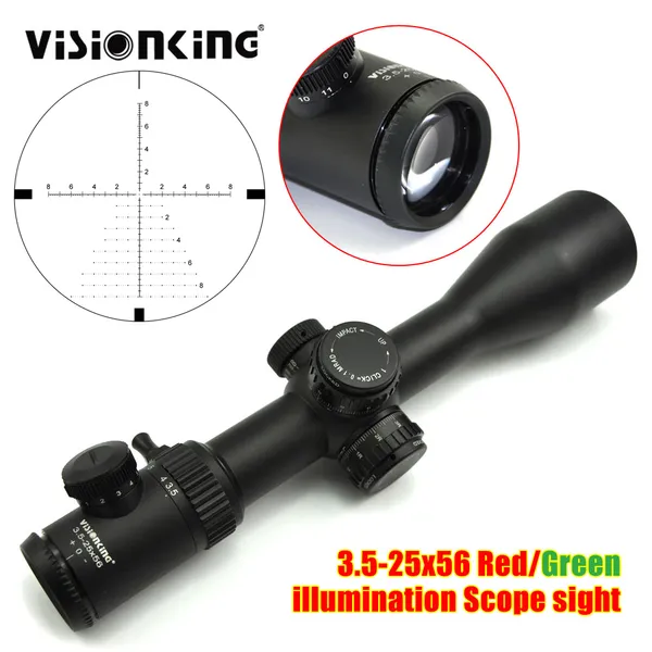 Visionking 3.5-25x56 lunette de visée tactique longue-vue pour la chasse au fusil collimateur optique vue du pistolet éclairage rouge vert accessoires de Lunettes de chasse