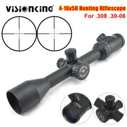 Visionking 4-16x50 Hunting Riflescope 30mm Long Range Targeting Scope verlicht Richtkruis Optische Zicht .308 .30-06 Met Ringen