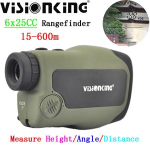 Visionking Compact Laser 6x25 afstandsmeter 600 meter BAK-4 HD Dak 7° Groot veld afstandsmeter voor buitenjacht Golf Meten Hoek Hoogte Monoculair