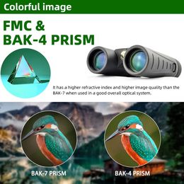 Visionking HD 8x32 Binoculars puissant BAK4 FMC Télescope de toit de relief long pour le tourisme de camping en plein air