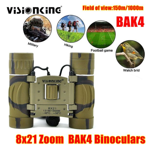 Visionking Mini 8x21 Camouflage Binoculars Professionnel à longue portée Porro Prism Lightwear Outdoor Camping Tourisme Binoculaire pour enfant Spyglass