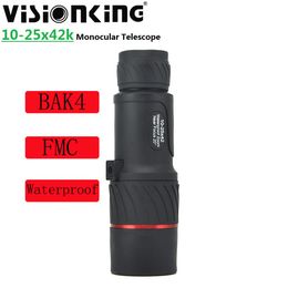 Telescopio Monocular portátil Visionking 10-25x42 potente de largo alcance BAK4 totalmente multicapa para observación de aves Camping Spyglass