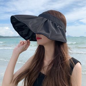Capeur de visière pour femmes Summer Sun Suncrure Sundor Sports Caps Sports Black Beach Hat Simple Eley Wear confortable grande protection UV