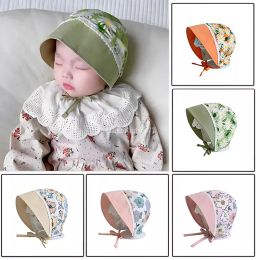 Vizier Hofhoed Zomer Brede Rand 0-6Y Baby Lace-up Hoeden Verstelbare Bloemenprint Prinses UV-bescherming Baby's Kanten Zonnehoed