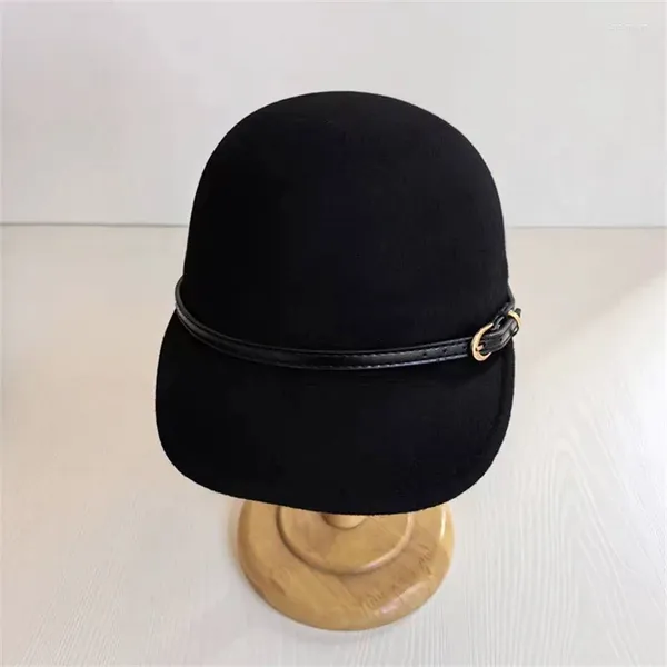 Visors 202411-yk-2509263 Ins Chic Drop invierno cinturón de fieltro de lana moda gorra bonita hombres mujeres ocio sombrero ecuestre