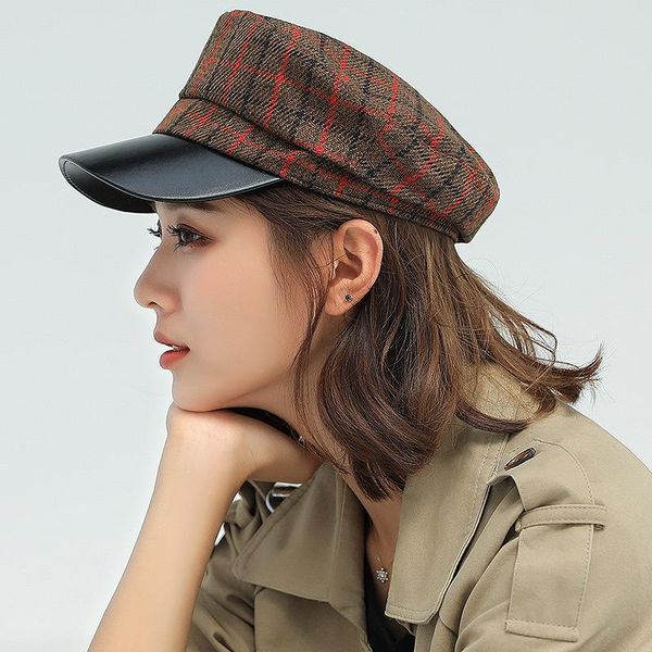 Visières Arrivée Plaid Casual Femmes Vintage Chapeaux Tempérament Confortable Réglable Frais Simple Tendance En Plein Air Sauvage