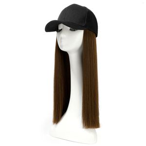 Gorras de béisbol con viseras para mujer, gorro de moda para el cabello, peinado recto, peluca ajustable, sombrero adjunto, envío directo largo