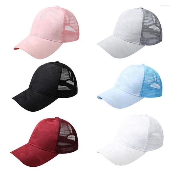 Visières Casquette Chapeau Couleur Unie Réglable Été Baseball Anti UV Mesh Peaked Femme Chapeaux Extérieur