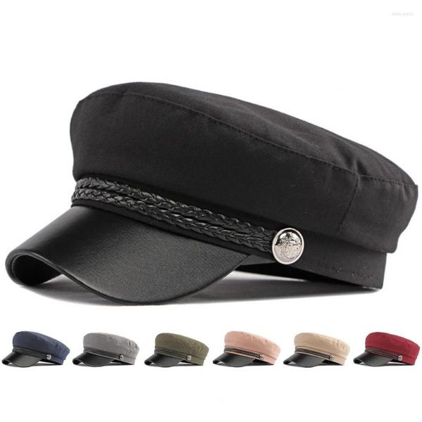 Visières Chic Femmes Capitaine Cap Femme Réglable Rétro Coupe-Vent Chapeau À Bord Court Protection Solaire