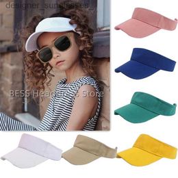 Visières enfants chapeaux de soleil filles garçons enfants C visière Protection UV haut vide solide chapeau sport en plein air voyage crème solaire CL231219