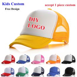 Vizieren Aangepaste Mesh Baseball Caps Voor Kinderen Meisjes Jongens Trucker Hoed Kids Baby Verstelbare Hoeden Zomer Strand Vizier 230627