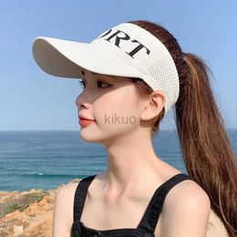 Visors Cycling 2024 Nieuwe Sun Visor Baseball Peaked Cap Lege Tophoed Dames ZON VISOREN ZON BESCHERMING HAT KOREAN STIJL ONDERSRIJS SUNS HAD 240412