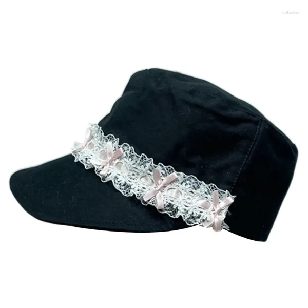 Visors Fashion Lace Bows Gombado con pico de pico para niñas Long Brims Béisbol Béisbol adolescentes a prueba de sol ajustando el sol de los viajes