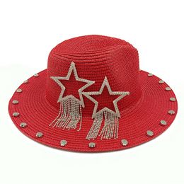 Visors Visors Star Star Plaw Hat Chapeau de jazz féminin Summer Sunshade Suncreen Beach Holiday Sun Sun Hat Volyle Elegant Ladies 230811