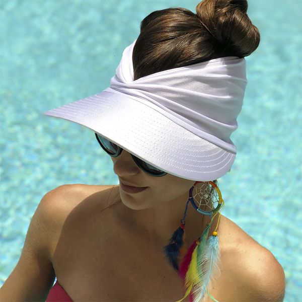 Viseras Sombrero de adulto flexible para mujer AntiUV Sombrero de visera de ala ancha Fácil de llevar Gorras de viaje Moda Playa Verano Sombreros de protección solar 230519
