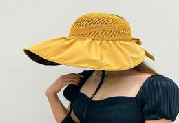 Visières grand grand ourlet femmes chapeau de pêcheur casquette d'été pliable couche isolée thermiquevisors5950739