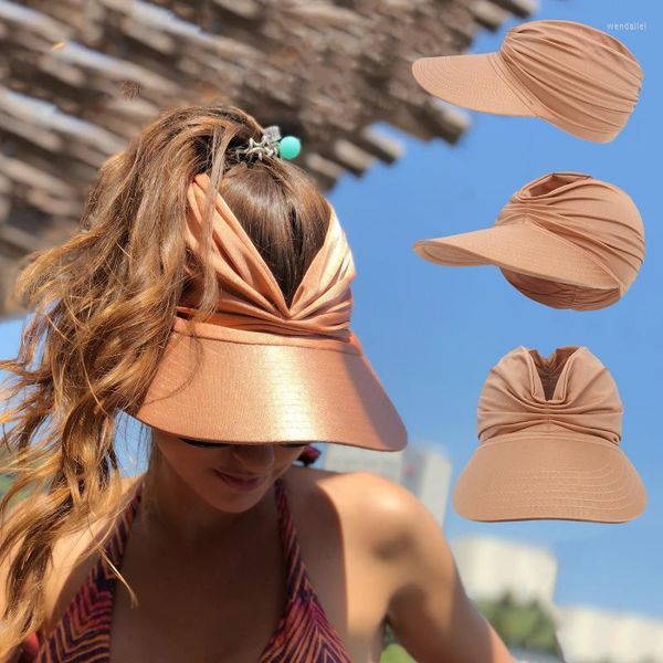 Visières Chapeau Femmes D'été Pare-Soleil Filles Anti-UV Élastique Creux Top En Plein Air Caps Pour LadiesVisors Wend22