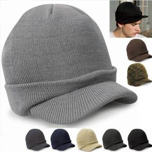 Visières hommes femmes hiver tricot Baggy Beanie surdimensionné mode chapeau visière casquette 2023 tout-match chaud couleur unie