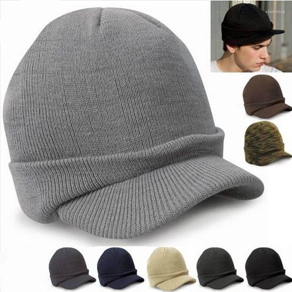 Visières hommes femmes hiver tricot Baggy Beanie surdimensionné mode chapeau visière casquette 2022 tout match chaud couleur unie visières Chur22