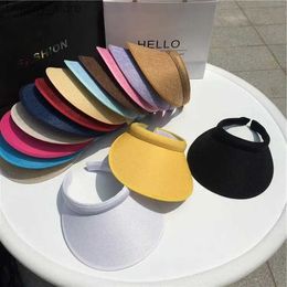 Visors New Summer Top Top Sun Hat Womens Casual Adjustable Sun Visor Caps Girls Boy Outdoor Sea Beach Trip Cap Casquette Y240417