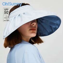 Visors Ohsunny Sun Visor hoeden voor vrouwen lege top shell vorm cap mode big rand bim UPF50 zonnebrandcrème zonbescherming strandhoed 230516