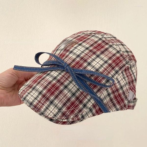 Visors en ligne Celebrity Denim Bow Lace-Up Plaid Front Hat Designer Fashion Everything Street Painter SBoy