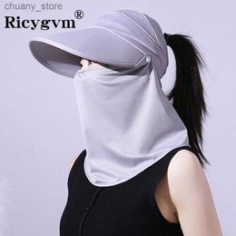Visors Ricygvm Summer Suncreen Femmes Face Couverture Chapeau Hop Worker Outdoor Protection du cou Sunshade Venors Cycling Veil Anti-UV Cap
