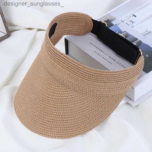 Visors Zomer Fashion Beach Hat Cool Lege Top STR -opvouwbare C voor Womens Wide Brim Sunhat Outdoor UV Beschermende Sun Visor HATL231219