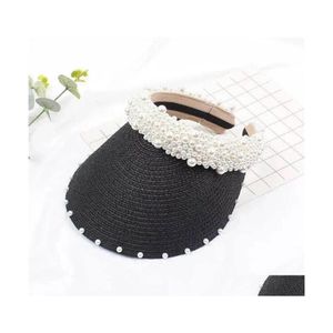 Visières Été Femme St Chapeau À La Main Perle Plage Herbe Vide Femmes Pare-Soleil Mode Rétro Célébrité Cap 558 Q2 Drop Delivery Access Dhs2F