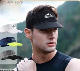 Visors Summer Hat New Cap Men Outdoor Running Mountaine de sport absorbant Breat Bandage de sport vide Protection solaire Y240417