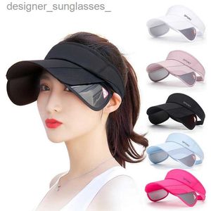 Visières Pare-soleil d'été C pour femmes hommes chapeau de Golf à bord rétractable haut vide réglable chapeaux de Sports de plein air Anti UV Tennis C unisexe L231219