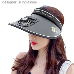 Viseras Visera para el sol Sombreros para mujer con ventilador-Tres configuraciones de temperatura-Protección solar de área grande Hebilla elástica ajustableL231219