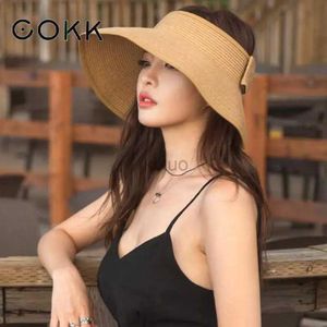 Visors Wide Brim Hats Bucket Bucket COKK Brand New Spring Summer Visors Cap Poldable Large Brim Sun Sun Hat Back Chapeaux pour femmes Chapeau de paille Chapeau en gros 240412