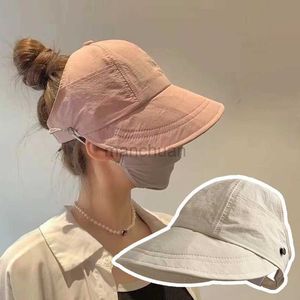 Visors brede rand hoeden emmer hoeden opvouwbare brede rand paardenstaart zon hoed verstelbare pet zomer snel droge vizier visser cap voor vrouwen strandhoed 24412