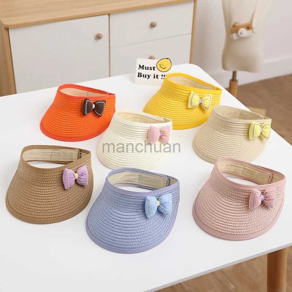 Visors Wide Brim Chapeaux de seau Beauts Belle fille bébé Baby Summer Paille Casual Bowknot Sun Visor Caps de plage extérieure Top Suncreen Chapeaux Vide Coupages de baseball mignons 24412