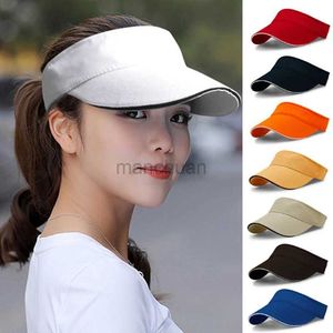 Visors Wide Brim Hats Bucket Hats Nouveau chapeau haut de gamme Couleur solide Men et femmes Sports Cap de tennis sans visière Top Tennis Hat de plage