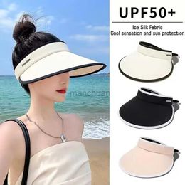 Visors Wide Brim Hats Beauts Beauts Top Summer Hat de soleil vide pour femmes larges bordure suncrec floppy cape femelle de base de base de baseball décontracté pour femme Protection UV 24412