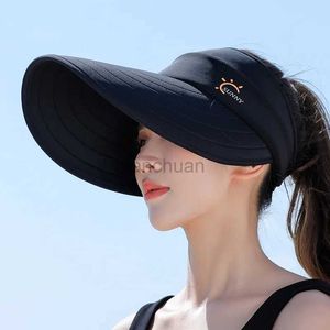 Visors Wide Brim Chapeaux Beauts Chapeaux d'été Chapeaux d'été pour femmes vides Top Sun Hat Lady Big Wide Brim Visor Suncreen Cappy Cap femelle Feme